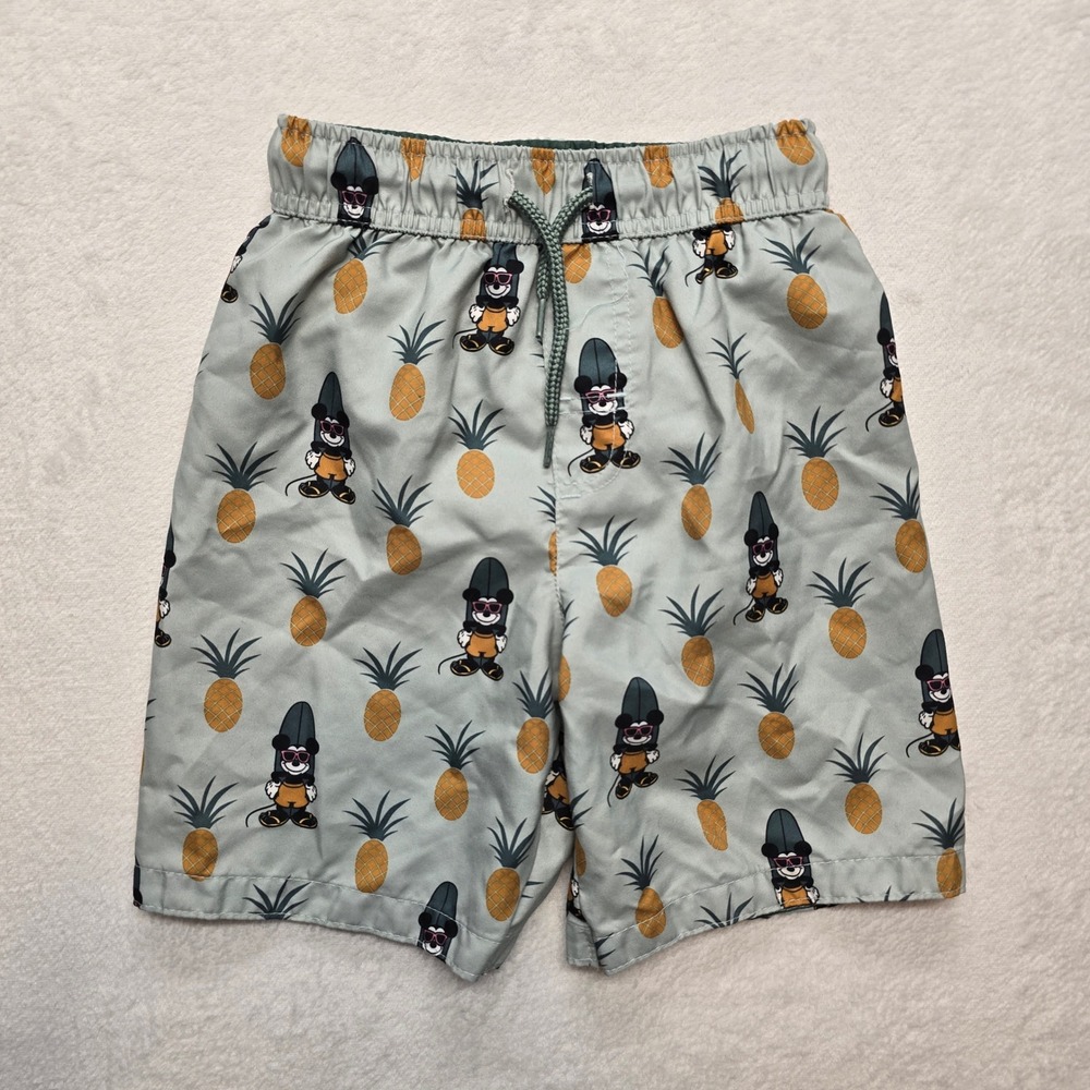 Disney‎ Mickey Swim Trunks Pineapple Print Green Boys 5T Beach